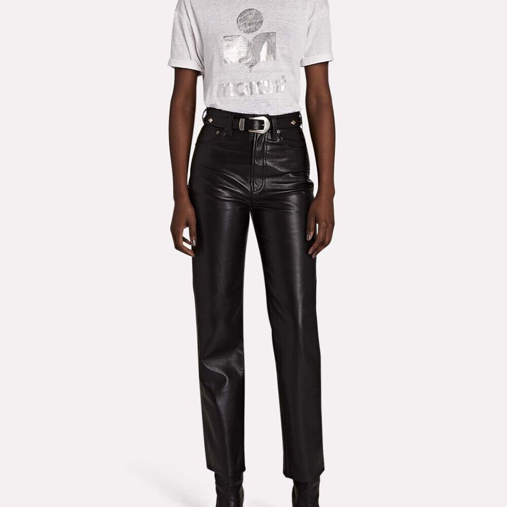 Agolde Size 30 Recycled Leather Fitted 90's Pants Cropped Straight Leg Pant